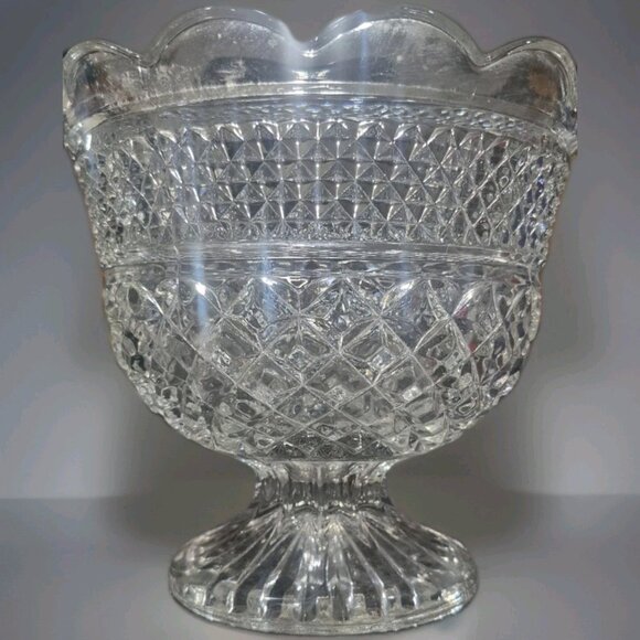 VINTAGE ANCHOR HOCKING "WEXFORD" LARGE CLEAR GLASS FRUIT/ SERVING BOWL - Picture 4 of 8